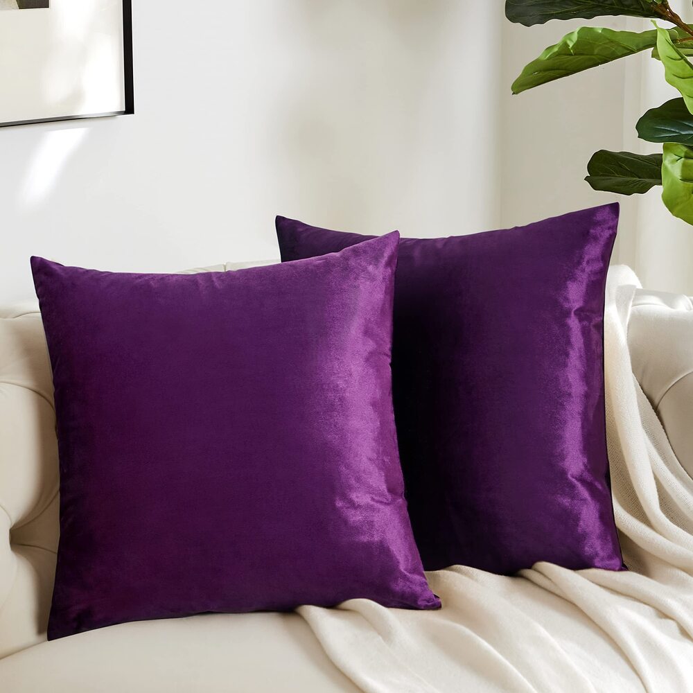 6727 Decorative Couch Throw Pillow Covers,Set of 2 Purple Square Pillow